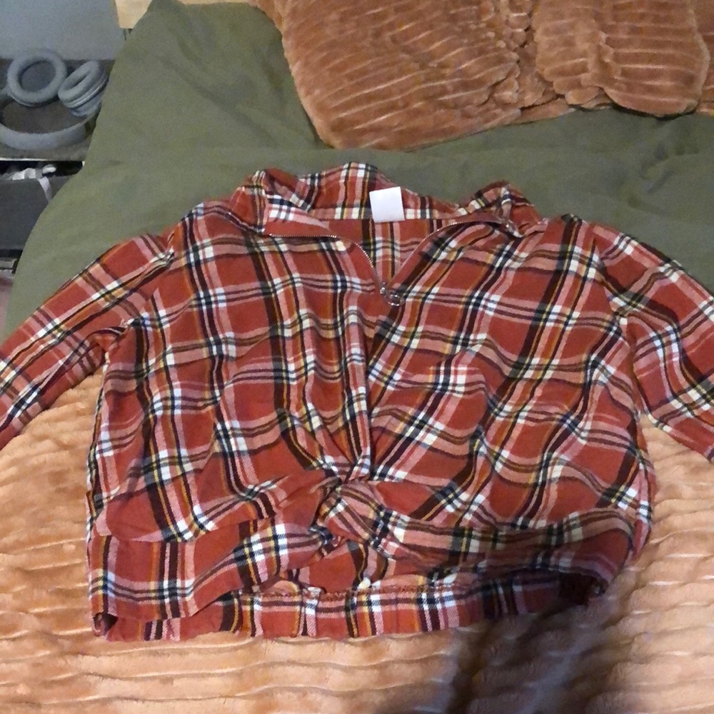 Plaid zip up